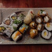 Mixed Sushi we got for free shortly before the restaurant was closing at Legumi Sushi Vegan in Lisbon