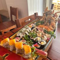 Taster menu - all you can eat but order as you go. Effectively you get some starters that is followed by the boat. All insanely good. The staff were so nice too   at Legumi Sushi Vegan in Lisbon