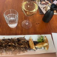 Gyoza and mushroom appetizer   at Legumi Sushi Vegan in Lisbon