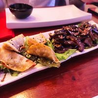 Mix of shiitake and gyoza at Legumi Sushi Vegan in Lisbon