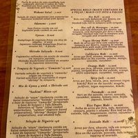 Menu  at Legumi Sushi Vegan in Lisbon