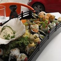 The bridge 40€ with miso soup, appetizer, special roll at Legumi Sushi Vegan in Lisbon