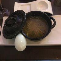 The miso soup  at Legumi Sushi Vegan in Lisbon