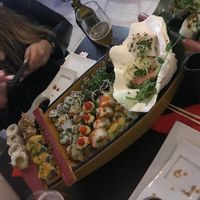 The boat with sushi  at Legumi Sushi Vegan in Lisbon