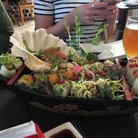 Yummy sushi boat! (about 15 euros) at Legumi Sushi Vegan in Lisbon