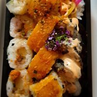 Every box came with beautiful flowers at Legumi Sushi Vegan in Lisbon