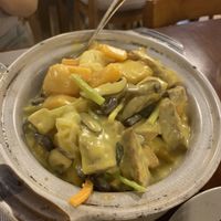 Coconut juice, taro and “chicken” at Cute Fei in Kowloon