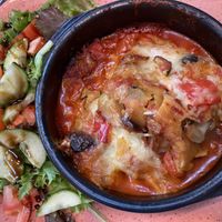 Vegan lasagna with side salad  at Azzurra Nordkraft in Aalborg