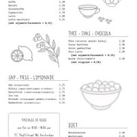 Menu as of 4 August 2022. The menu might’ve been updated since the menu inside stated the hummus sandwich and “roze koek” are vegan.   at De Roos in Amsterdam