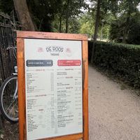 The menu (and the park!)  at De Roos in Amsterdam