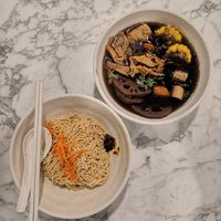 Herbal soup with kolo mee. at Thunder Tree 擂茶树 - VivoCity in Central Singapore