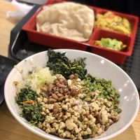 Thunder tea rice (Lei chai rice) and curry set at Thunder Tree 擂茶树 - VivoCity in Central Singapore