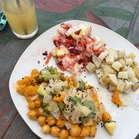 Chickpea meal at Maya Papaya in Oaxaca