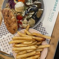 Vegan salad and fries  at Chick Peace 칙피스 - Gangnamgu in Seoul