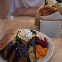 Salad and vegan burger pitta at Chick Peace 칙피스 - Gangnamgu in Seoul