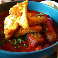 Baked vegan sausage & tofu at Peaberry Coffee House - Albert Dock in Liverpool
