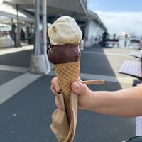 Salted coconut and passion fruit and 
hazelnut chocolate   at Island Gelato Company in Auckland