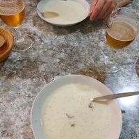 Cold vegan cucumber soup at La Piparra in Bilbao