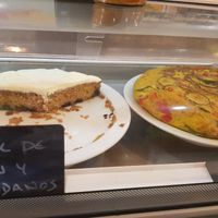 Spanish tortilla a de a lemon cake at La Piparra in Bilbao