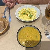 Dahl soup and fries   at La Piparra in Bilbao
