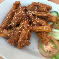 Bean curd sheet in plum chili sause - SO delicious  at Bep Chay Co May in Vung Tau