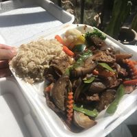 #27 Mongolian soy “beef” and I added eggplant.  at Fresh Mint in Scottsdale