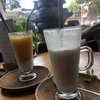 Mango coconut shake and Vegan coconut shake   at Cafe Vida in Canggu