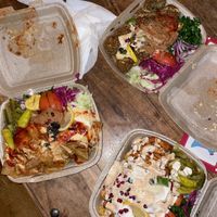 Falafel plate, döner plate And halloumi plate at Mr Falafel in Malmo