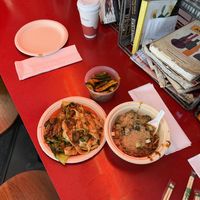 Dan Dan, vegan noodles, and cucumber saladd  at Very Fresh Noodles in New York City