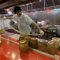 The biang  biang noodles are pulled in front of your eyes at Very Fresh Noodles in New York City