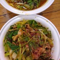 Vegan mock duck noodles, dry and soup at Very Fresh Noodles in New York City