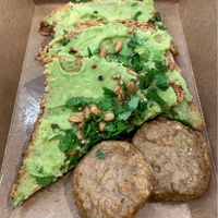 Avocado Toast with vegan sausage  at MSP - Peoples Organic - T1 in St Paul