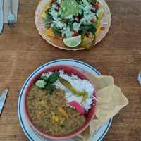 Nachos and dahl. Yum! at Plant Based Wholefoods in Katoomba