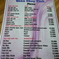 Food menu at Tinh in Hue