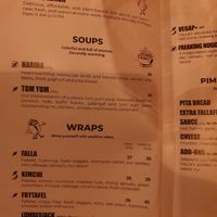 Menu at Falla in Wroclaw