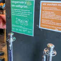 Veganuary sign  at Sattgrün Kolumba Viertel - Mitte in Cologne