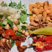 Large plate - cold food on left, hot on right at Sattgrün Kolumba Viertel - Mitte in Cologne