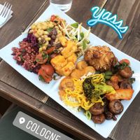 A beautiful mosaic of vegan food.  at Sattgrün Kolumba Viertel - Mitte in Cologne