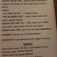 Vegan menu at Thai On Charles in Seddon