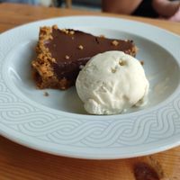 Vegan chocolate tarte and ice-cream at The GreenHouse Cafe in Shrewsbury
