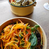 Baes bowl (front) and Cauliflower Curry at Satellite in Santa Barbara