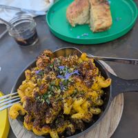 Vegan Mac and the best vegan Focaccia ever!! at Satellite in Santa Barbara