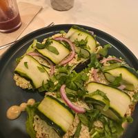 Chickpea of the sea. it was some of the best vegan 'tuna' I've ever had !!
 the smoothie was delicious, too
I definitely will be coming back! at One Happy Bowl in Noord