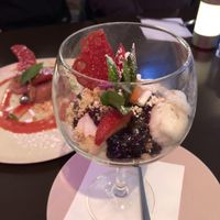 Vegan lemon sorbet with forest fruit sauce ❤️  at MammaMia in The Hague