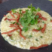 Vegan asparagus risotto at MammaMia in The Hague