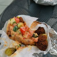 Falafel wrap with harissa at Goldie - Penn Food Hall in Philadelphia