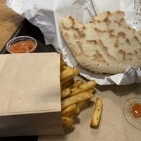 Falafel and fries at Goldie - Penn Food Hall in Philadelphia