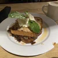 Vegan French toast and coffee at Green Eggs Cafe - Midtown Village in Philadelphia