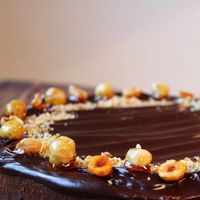 Vegan hazelnut chocolate cake at Jord & Bord Örnahusen in Borrby