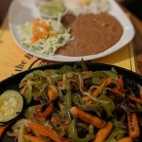 Vegie fajitas south beans and rice at South of the Border in Desert Hot Springs